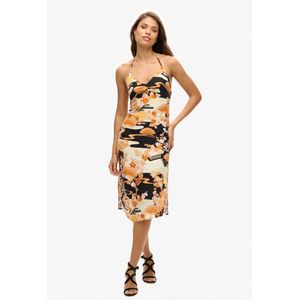 Superdry - Vintage Midi Halter - Slipdress - Zwart - Slim-fit, Halter V-hals, Blinde Ritssluiting