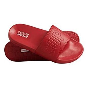 Superdry Code Core Vegan Pool Slide, flip-flops voor heren, Rood met hoog risico, Small