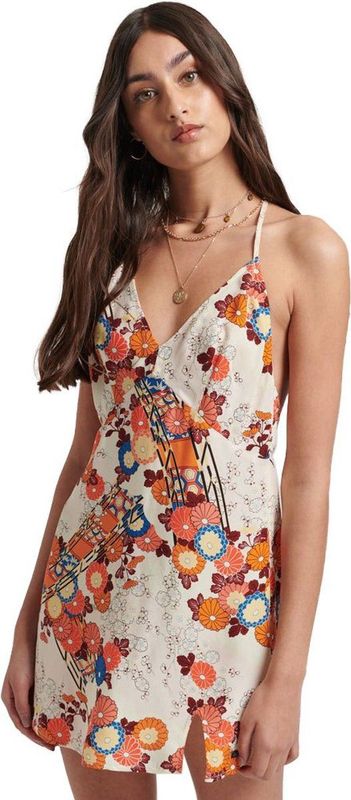 Superdry - Vintage Mini Slip Halterjurk - Zwart - Viscose/Koper