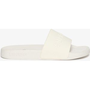 Superdry Code Logo Vegan Pool Slippers - Wit - 100% Polyurethaan - Voorgevormd Voetbed
