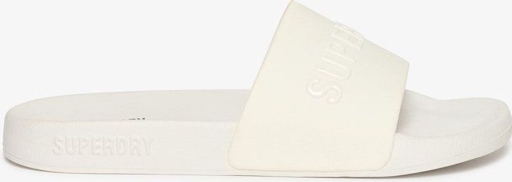 Superdry Code Logo Vegan Pool Slippers - Wit - 100% Polyurethaan - Voorgevormd Voetbed