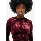 Superdry - Velvet Longsleeved Mini Jurk - Fluwelen Jurk - Slim Fit