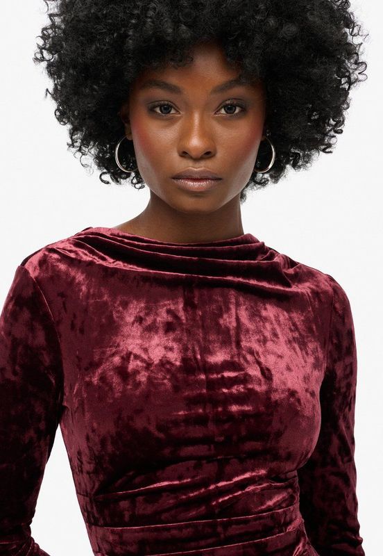 Superdry - Velvet Longsleeved Mini Jurk - Fluwelen Jurk - Slim Fit