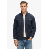 Superdry - Merchant Herringbone - Overhemd - Blauw - Lange Mouwen