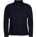Superdry - Merchant Herringbone - Overhemd - Blauw - Lange Mouwen