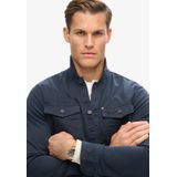Superdry - Merchant Herringbone - Overhemd - Blauw - Lange Mouwen