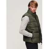 Superdry - Sports Puffer - Gilet - Zwart - Duurzame Waterafstotendheid, Fleece Voering