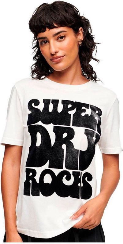 Superdry - 70's Retro Rock Logo - T-shirt - Wit - Korte Mouwen