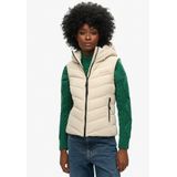 Superdry - W5011560A - Gewatteerd Vest - Beige - Microvezel - Met Capuchon