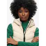 Superdry - W5011560A - Gewatteerd Vest - Beige - Microvezel - Met Capuchon