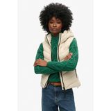 Superdry - W5011560A - Gewatteerd Vest - Beige - Microvezel - Met Capuchon