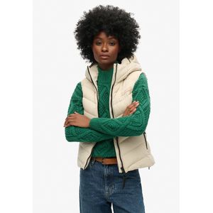 Superdry - W5011560A - Gewatteerd Vest - Beige - Microvezel - Met Capuchon