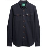 Superdry - M4010723A - Flanellen Werkoverhemd - Marineblauw - Lange Mouwen - Biologisch Katoen