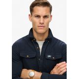 Superdry - M4010723A - Flanellen Werkoverhemd - Marineblauw - Lange Mouwen - Biologisch Katoen