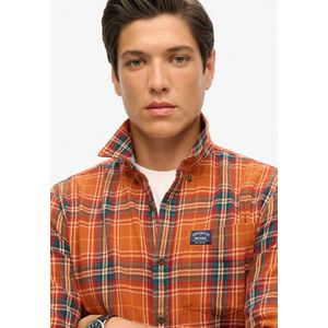 Superdry - M4010727A - Casual Overhemd - Oranje Ruit - Biologisch Katoen