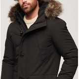 Superdry - M5011741A - Parka - Zwart - Polyester - Afneembare Capuchon en Imitatiebont