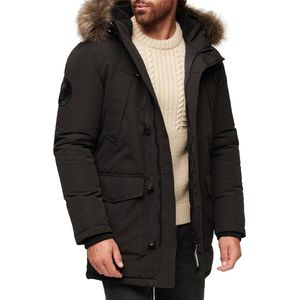 Superdry - M5011741A - Parka - Zwart - Polyester - Afneembare Capuchon en Imitatiebont