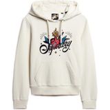 Superdry Trui Tattoo Script Graphic Hoodie 958a Cream Dames