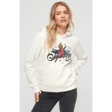 Superdry Trui Tattoo Script Graphic Hoodie 958a Cream Dames