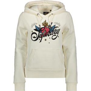 Superdry Trui Tattoo Script Graphic Hoodie 958a Cream Dames