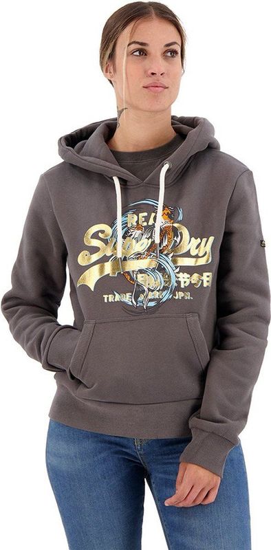 Superdry Japanese Vintge Logo Graphic Hoodie Grijs Vrouw