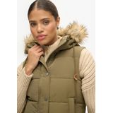 Superdry - Everest Faux Fur - Vest - Groen - Slim Fit - Gewatteerd Puffer
