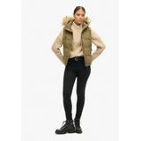 Superdry - Everest Faux Fur - Vest - Groen - Slim Fit - Gewatteerd Puffer