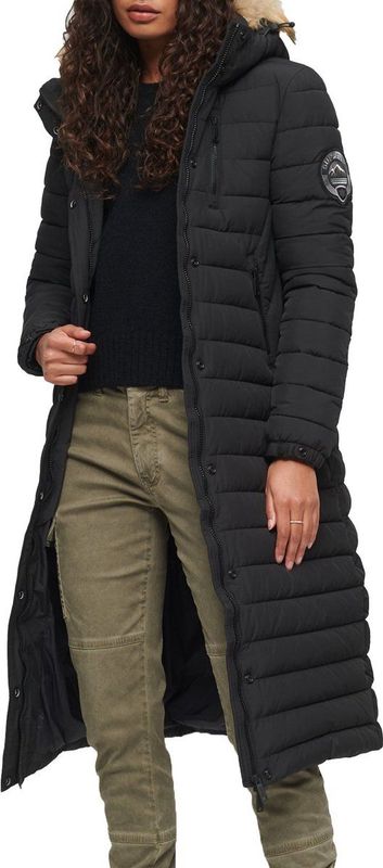 Superdry - W5011565A - Gewatteerde Lange Jas - Zwart - Gerecycled Polyester - Duurzaam