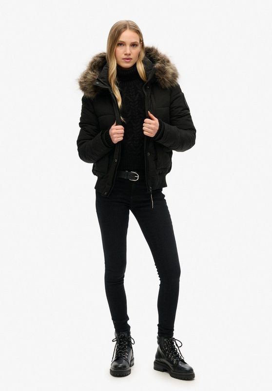 Superdry - W5011576A Everest - Gewatteerd Bomberjack - Zwart - Casual - Polyester