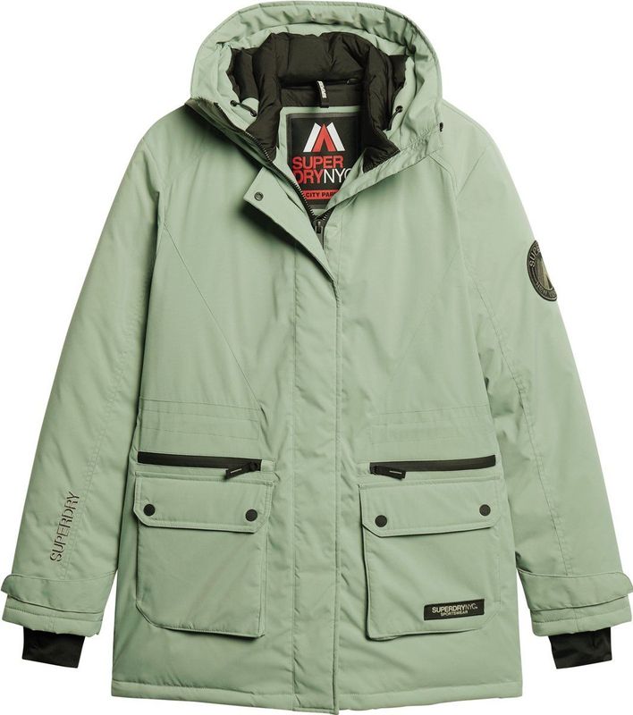 City Padded Parka Jas - Groen - Gewatteerd - Slim Fit