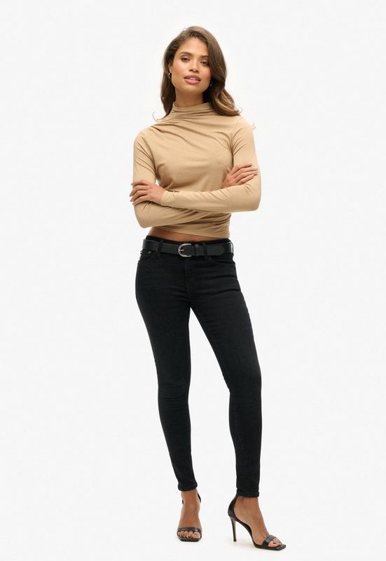 Superdry - W6011682A Perkins - T-shirt - Bruin - Lange Mouwen - Casual