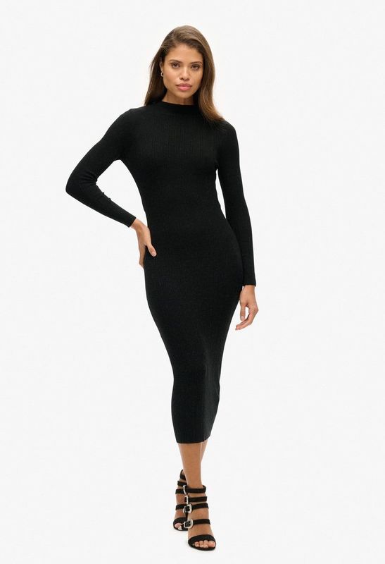 Superdry Backless Bodycon Midi-jurk Met Lange Mouwen