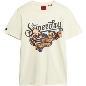 Superdry - M1011751A - Grafisch T-shirt - Wit - Katoen - Korte Mouwen