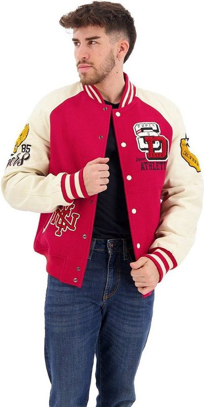 Superdry College Varsity Patched Bomberjack Rood Man