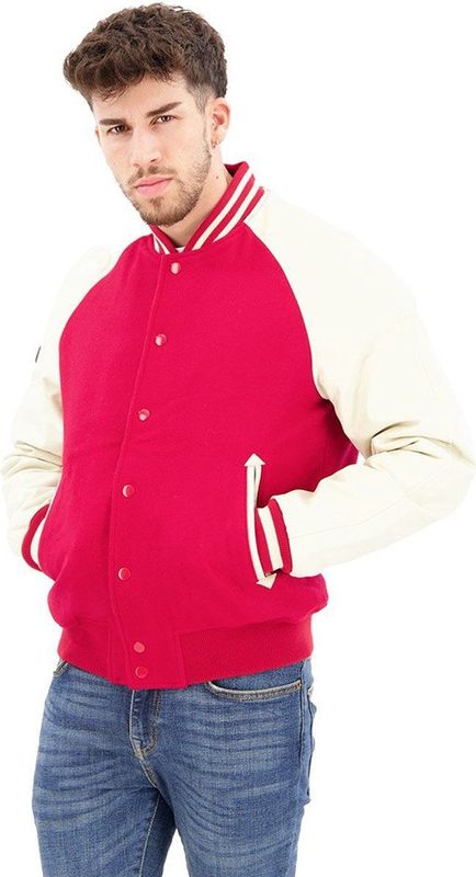 Superdry - College Varsity Bomber Jacket - Zwart - Faux Leer - Gevoerde Voering