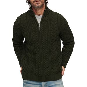 Superdry - Vintage Jacob - Gebreide Trui - Groen - Halve Rits - Casual