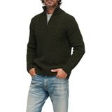 Superdry - Vintage Jacob - Gebreide Trui - Groen - Halve Rits - Casual