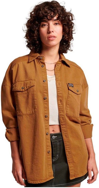 Superdry - W4010397A - Overshirt - Bruin - Katoen - Casual