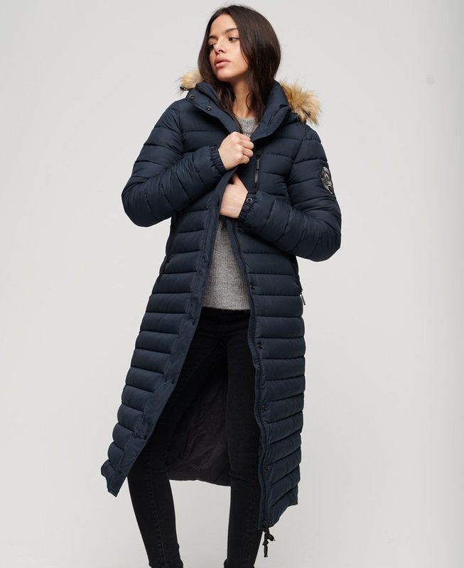 Superdry - Fuji Hooded Longline Puffer Coat - Gewatteerde Doudoune