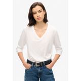 Superdry - Shirt - Wit - Lange Mouw - Losse Pasvorm
