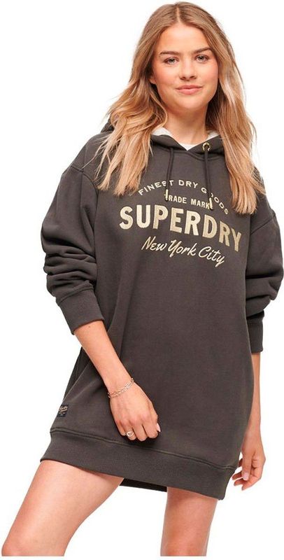 Superdry - Luxe Metallic Jurk - Zilver - Hoogwaardige Materialen