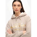 Hoodiejurk - Metallic Logo - Geborsteld - Oversized Pasvorm - Zwart