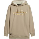 Hoodiejurk - Metallic Logo - Geborsteld - Oversized Pasvorm - Zwart