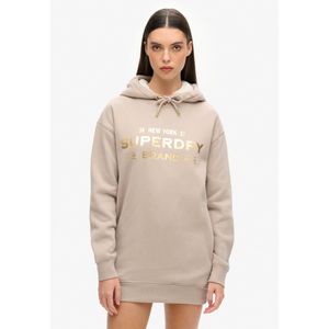 Hoodiejurk - Metallic Logo - Geborsteld - Oversized Pasvorm - Zwart