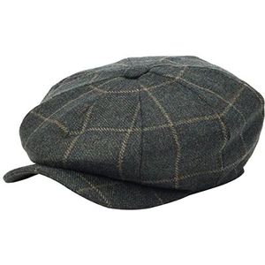 Hackett London Bakerboy Windowpain Cap voor heren, groen/taupe, L, groen/taupe