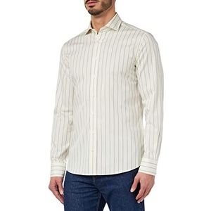 Hackett London Shirt met wijde pin streep voor heren, Wit/bruin, XL