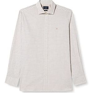 Hackett London Heren Melange Two Col Chk Shirt, bruin, XXL