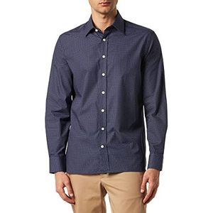 Hackett London Heren Geometrische Print Shirt, Navy/Wit, S, marine/Wit, S