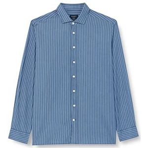 Hackett London Heren Indigo Pinstripe Shirt, XS, Indigo, XS