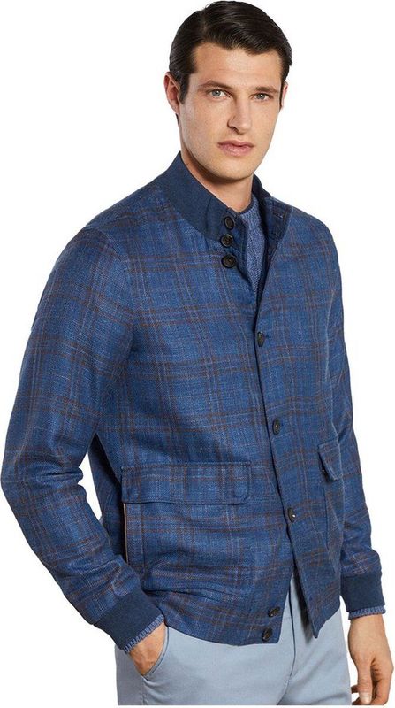 Hackett - Sr Check Jasje - Blauw - Wol/Zijde/Linnen